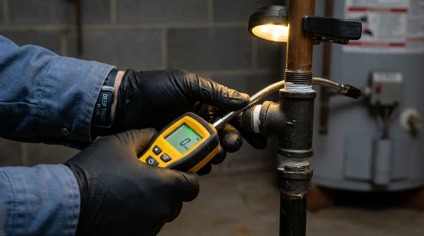 Gas leak detection with electronic sniffer by Johns Plumbing LLC in Brookwood